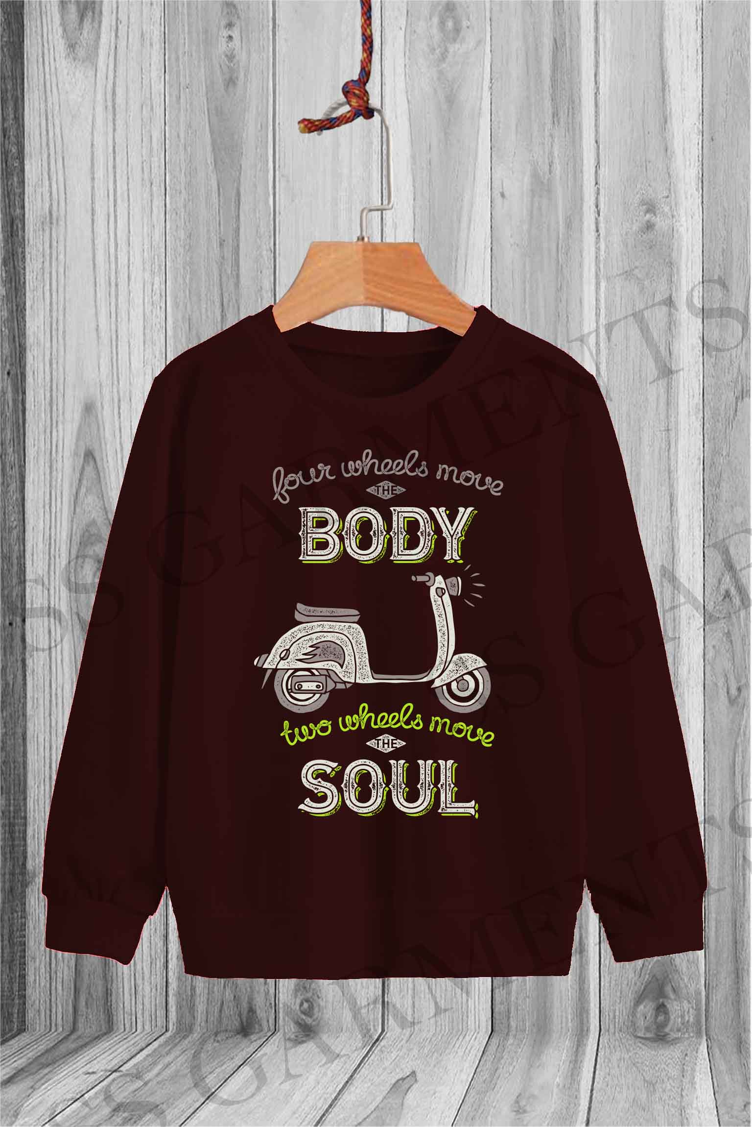 Long Sleeve Fleece Round Neck Body Soul Printed SweatShirt