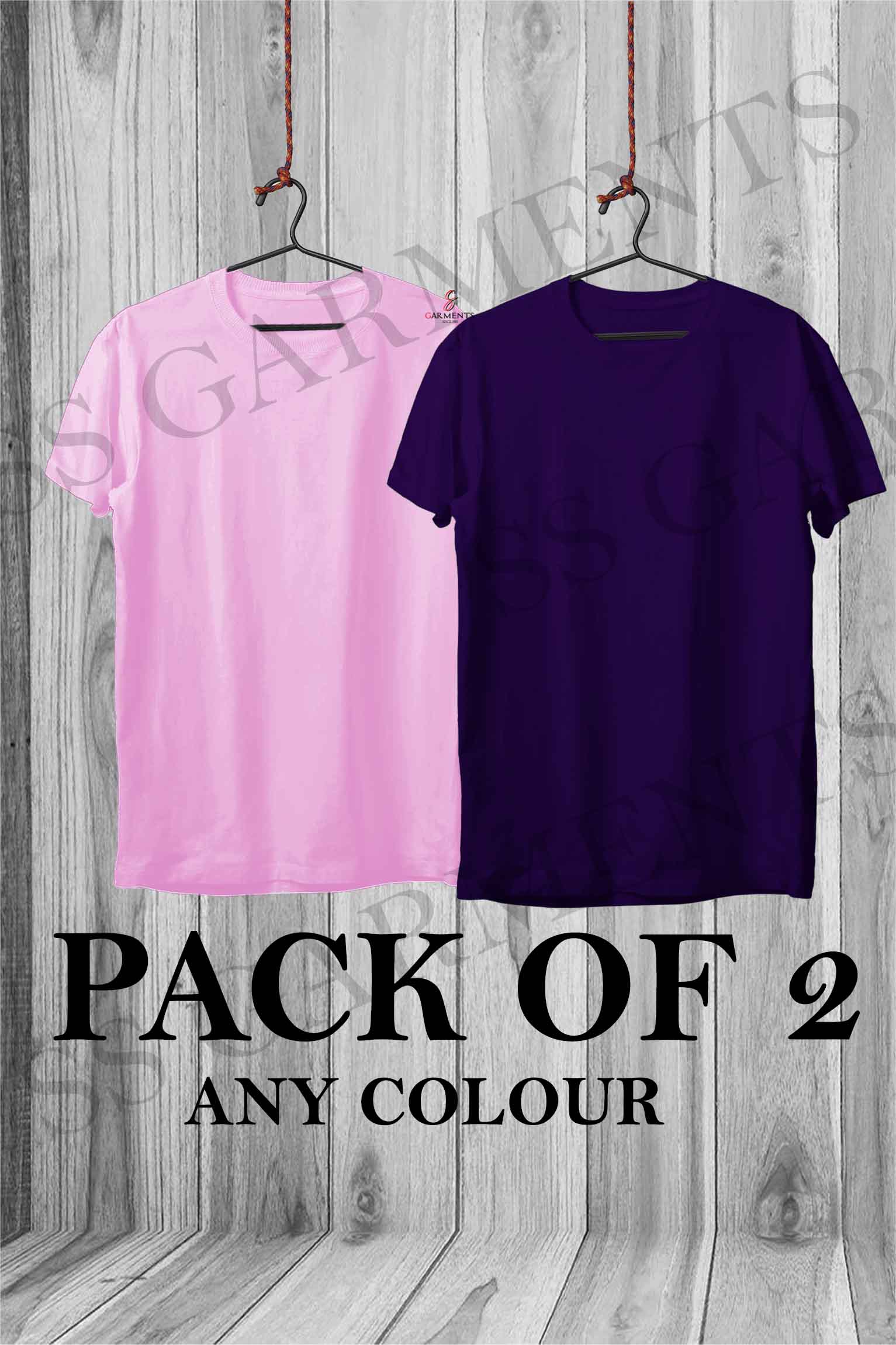 Plain Round Neck Pack of 2 (Any Color) T-shirts