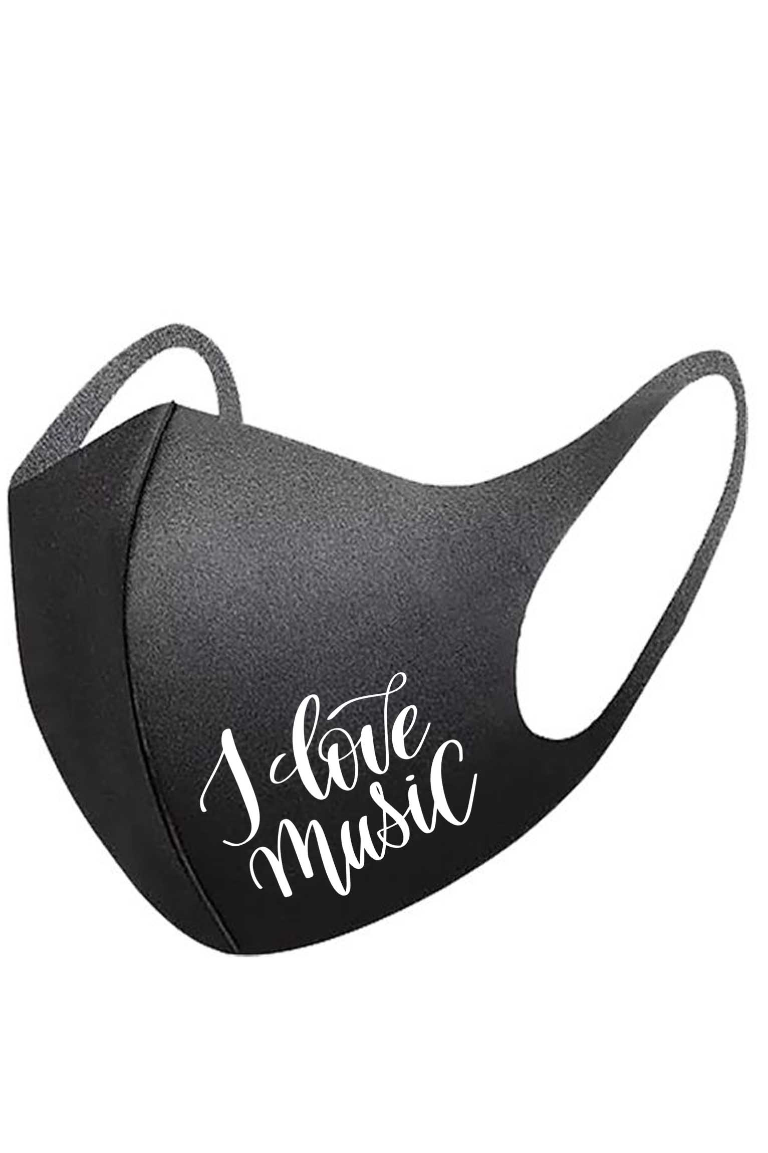 Soft Stretchable Fabric Love Music Printed Reusable Face Mask