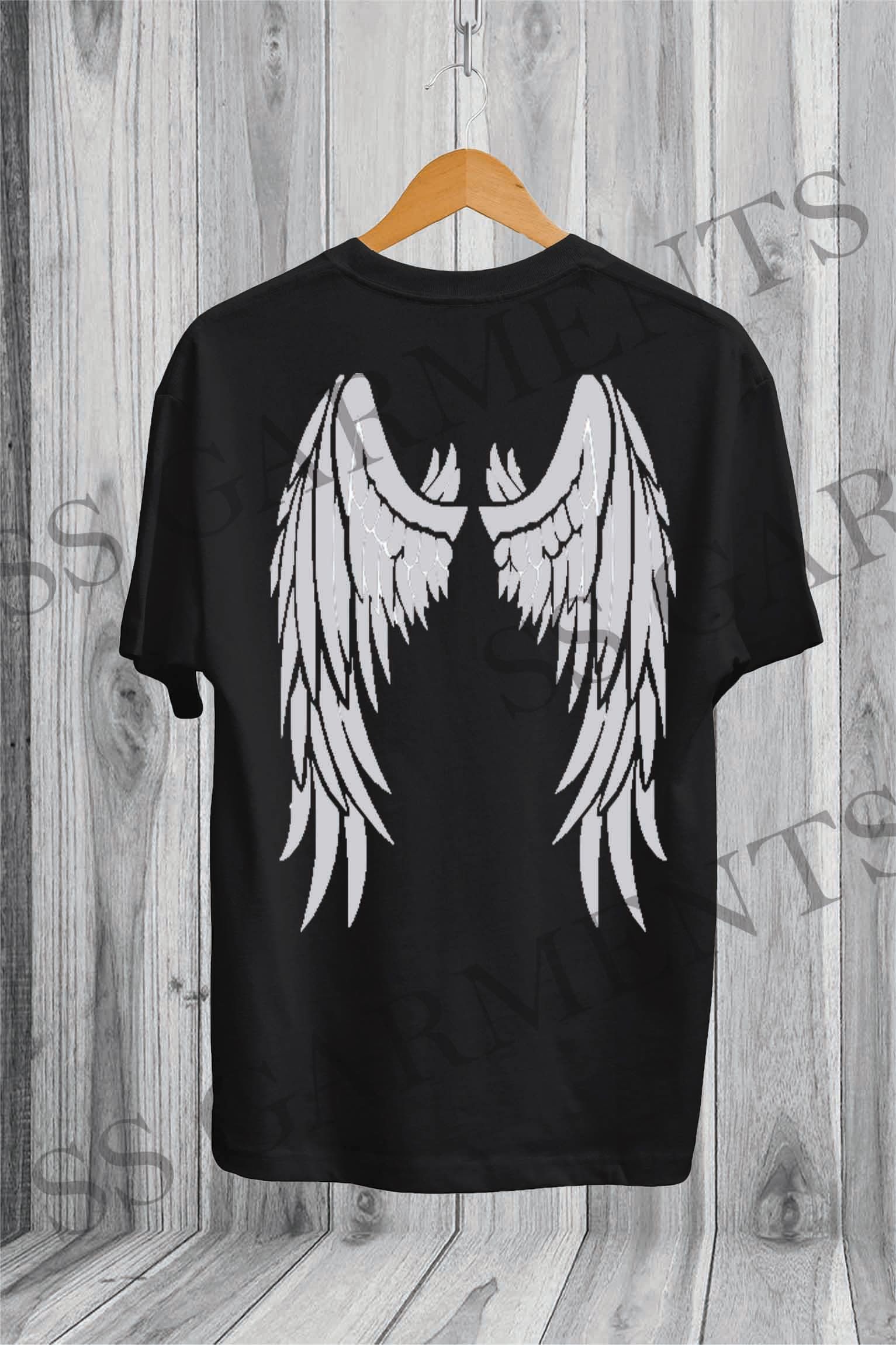 Round Neck Angel wings on Back Printed