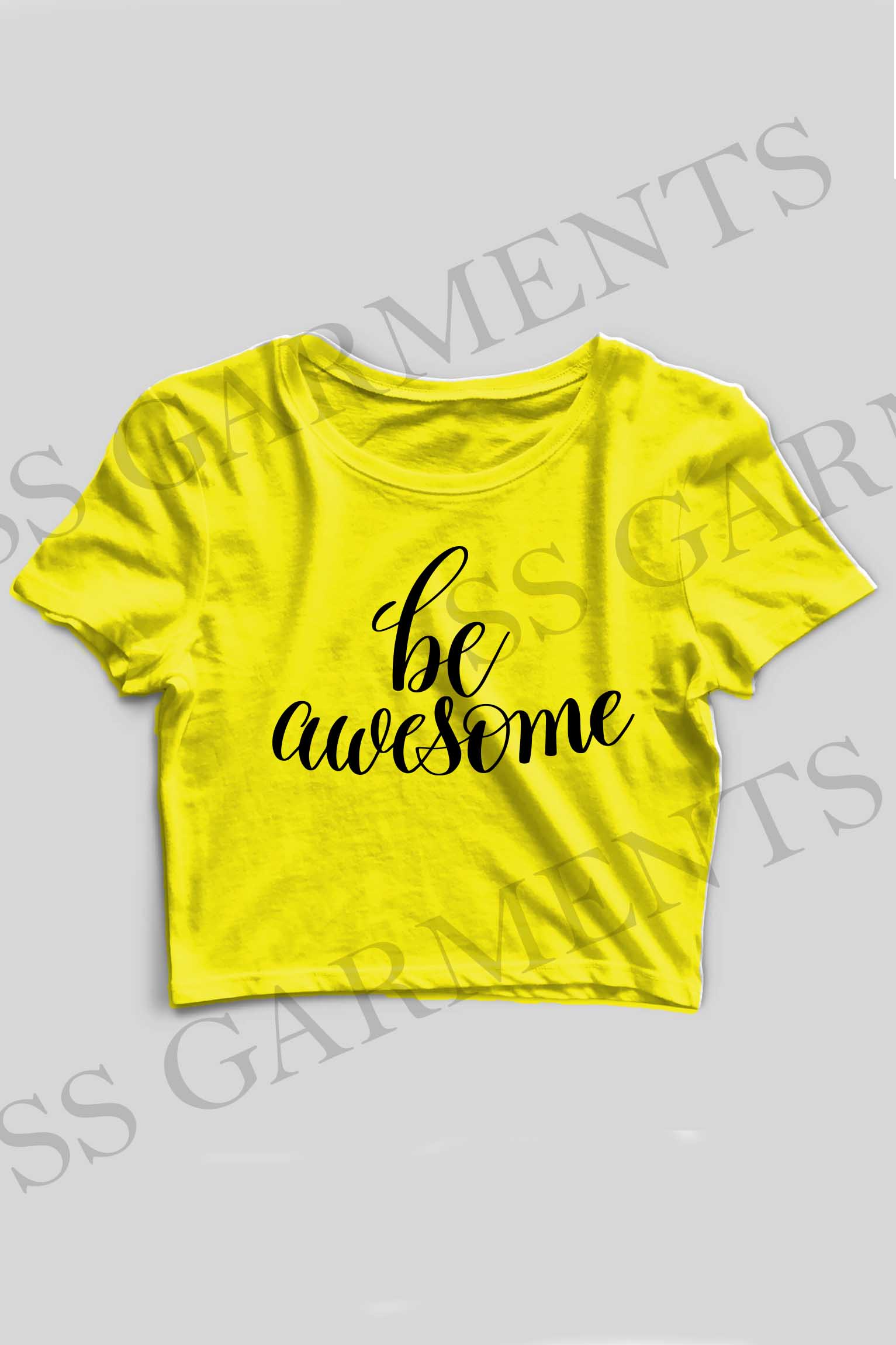Crop Top Round Neck Be Awesome Printed T-shirt