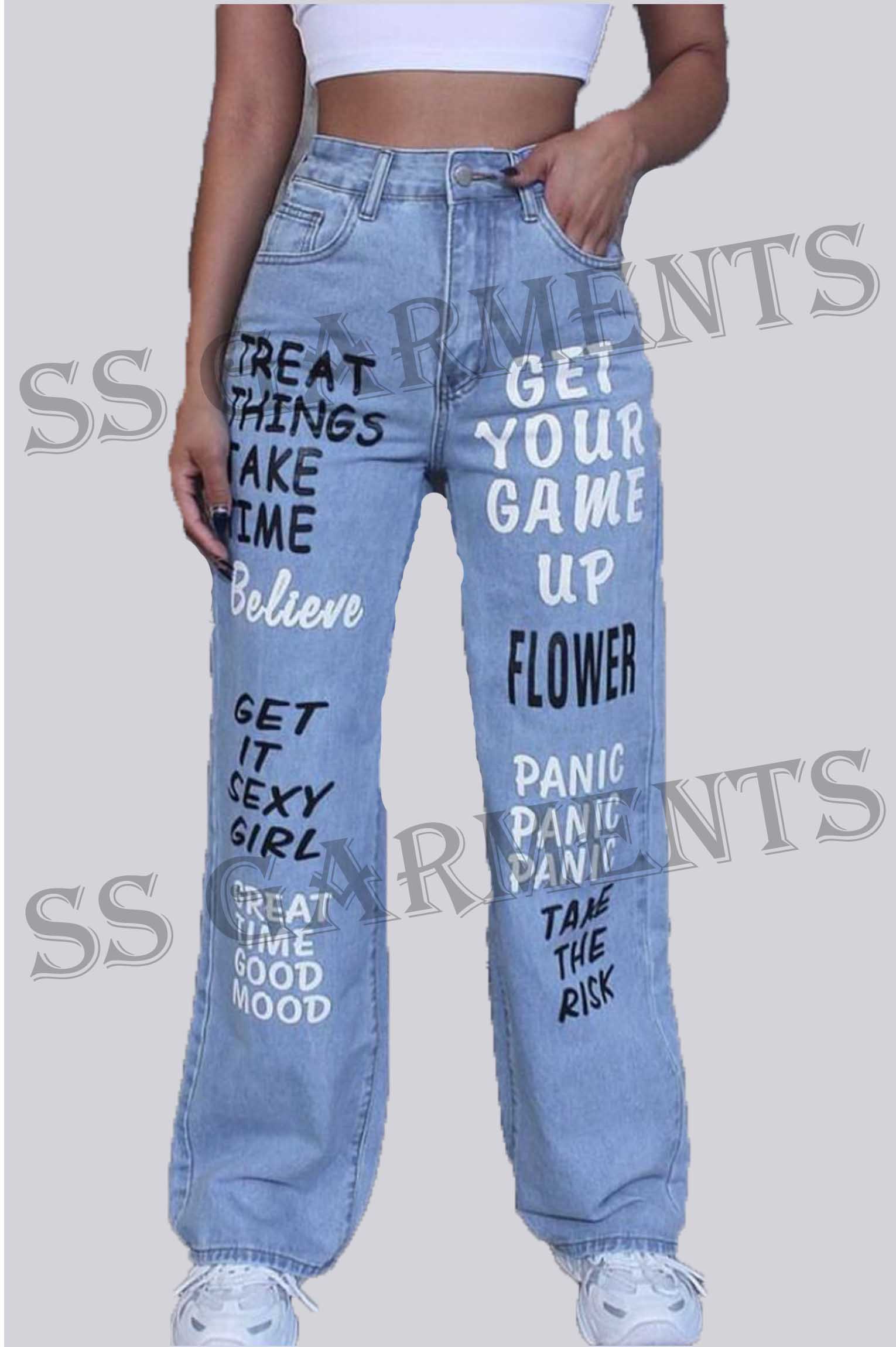 Get Your Game Onn Printed Denim Jeans with Cotton and Nylon Soft Fabric