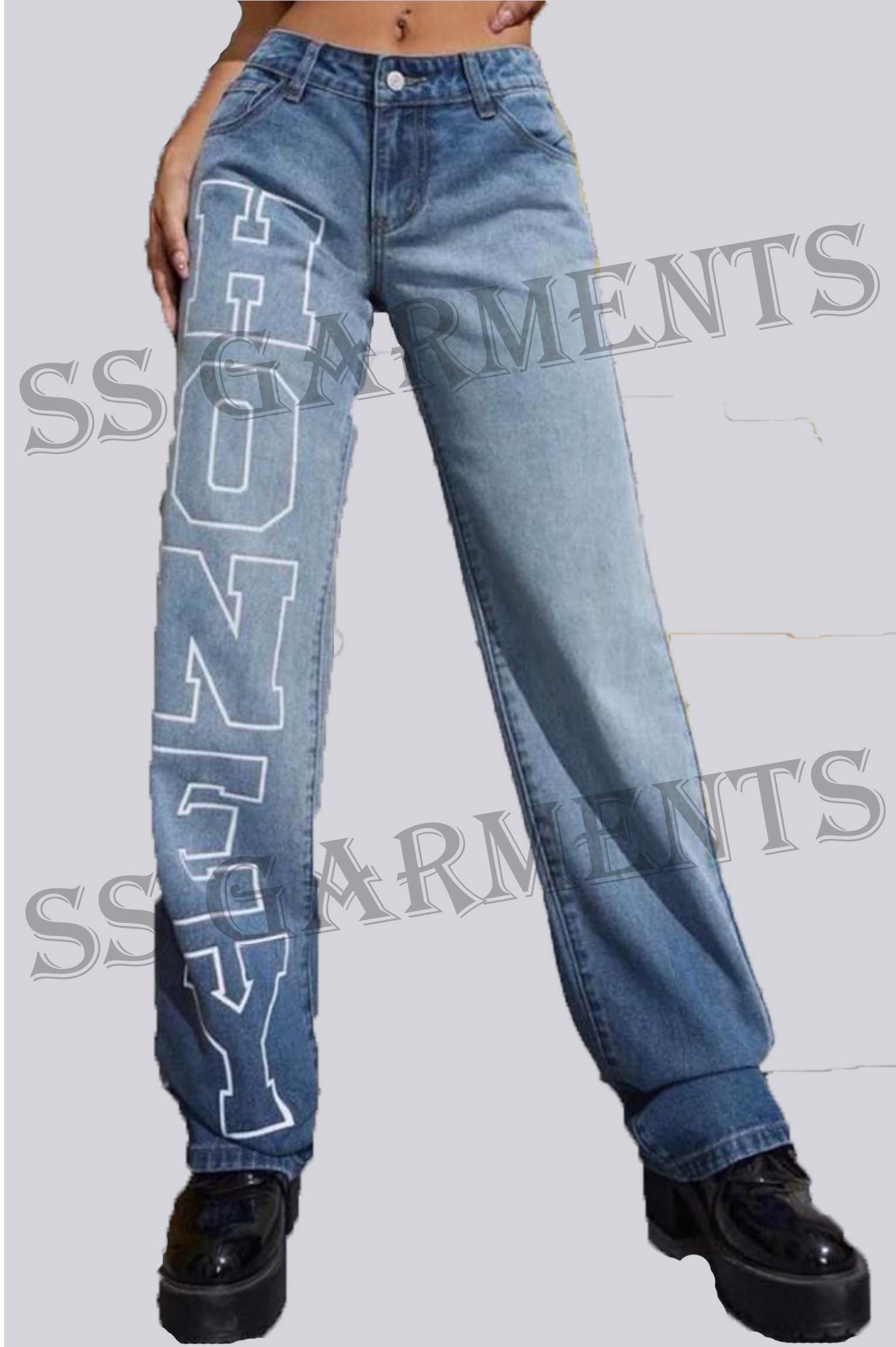 Honey Printed Denim Jeans with Cotton and Nylon Soft Fabric