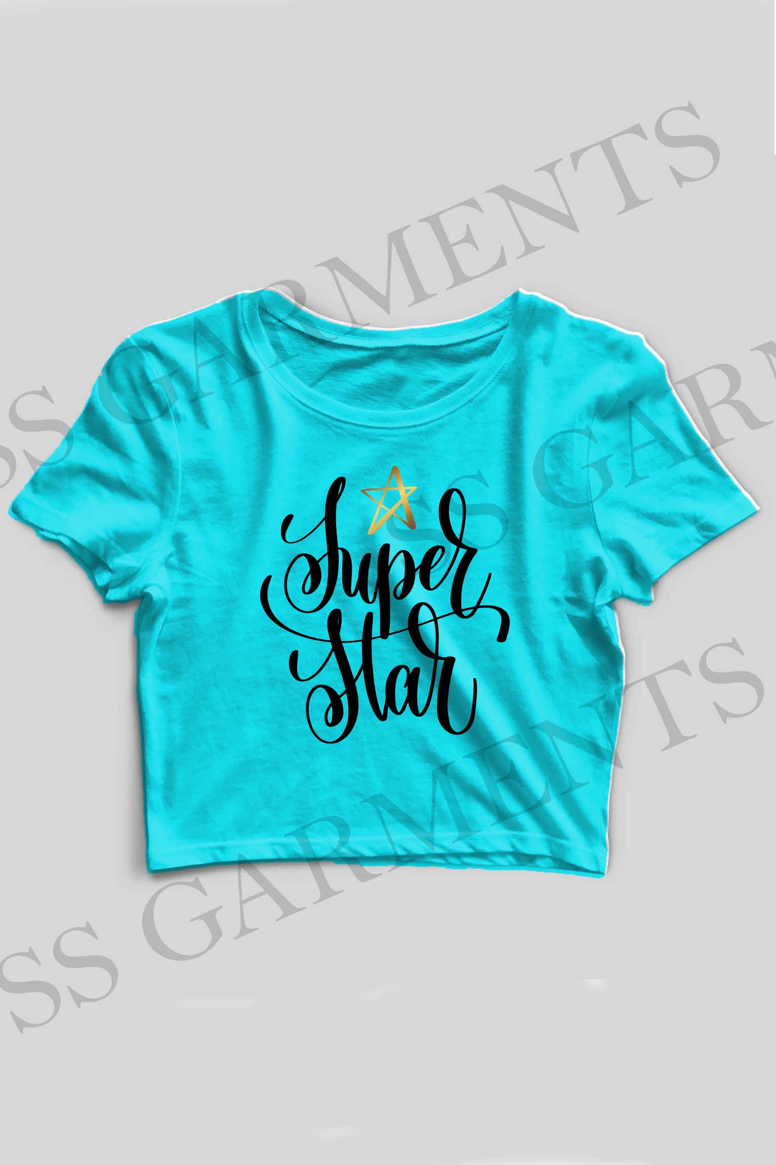 Crop Top Round Neck SuperStar Printed T-shirt