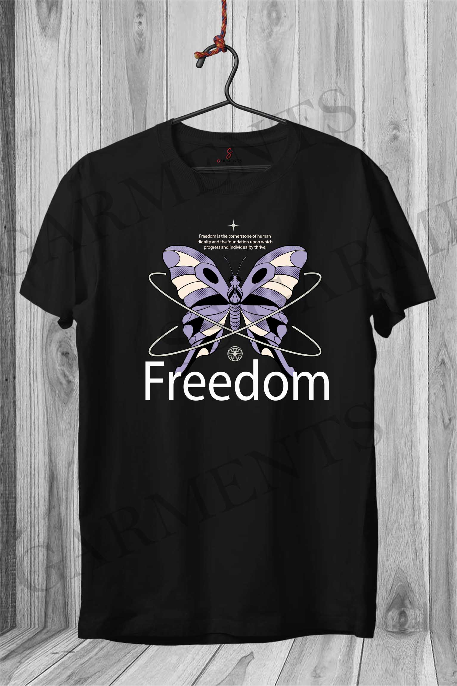 Freedom Black half sleeve shirt