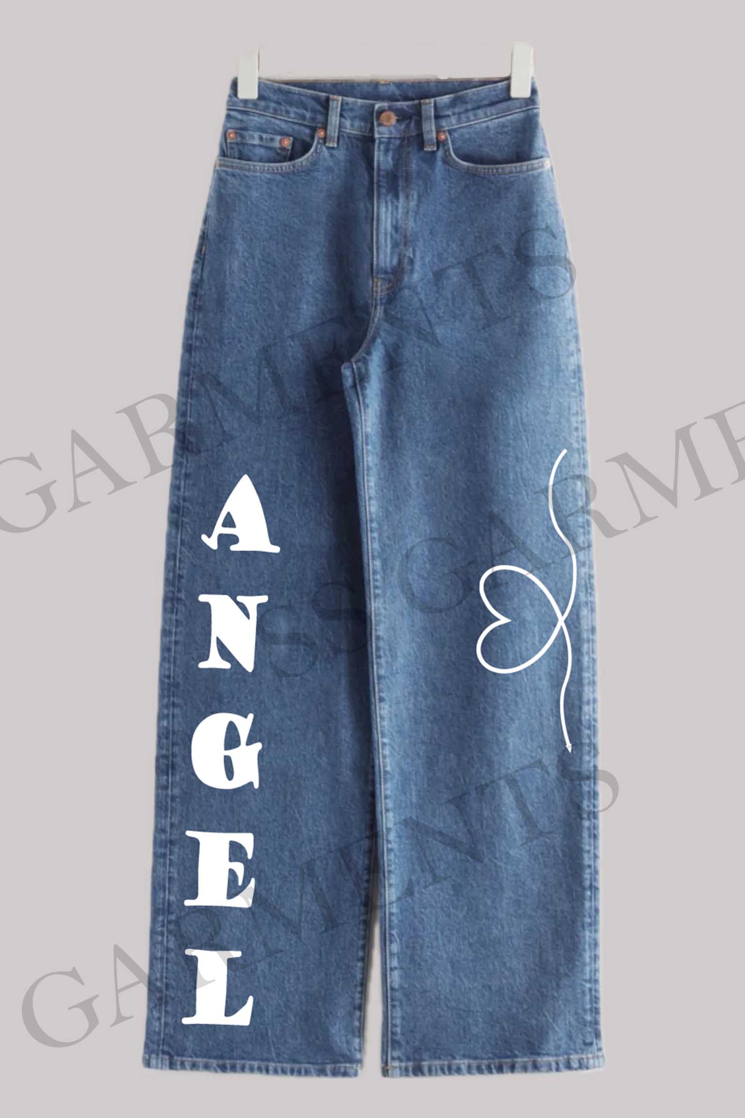 Wide leg jeans denim Angel Printed pant